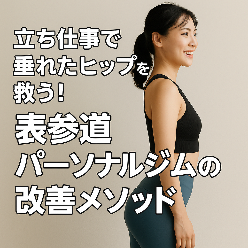 1. 立ち仕事でヒップが垂れるのはなぜ？ 一見「立ち仕事＝運動量が多いから太りにくい」と思われがちですが、実は立ち仕事を続ける女性ほど お尻のたるみや下半身太りに悩むケース が多く見られます。 その原因は次の通りです。 • 同じ姿勢が続く：筋肉をバランス良く使えず、お尻の筋力が低下 • 骨盤の歪み：長時間の立位で腰や脚に負担がかかり、骨盤が傾く • 血流・リンパの滞り：ふくらはぎのポンプ作用が低下し、むくみや冷えが悪化 • 姿勢不良：反り腰や猫背になりやすく、ヒップラインが崩れる 結果として「お尻が垂れる」「太ももに負担が集中する」「脚全体が重たく見える」といった悩みが現れるのです。 ⸻ 2. 垂れヒップが招く悪循環 ヒップラインが下がると、見た目の印象が大きく変わります。 • 後ろ姿が老けて見える • 脚が短く見える • 骨盤が前傾し腰痛リスクが増える • 基礎代謝が低下し太りやすくなる この悪循環を断ち切るには、ヒップアップと姿勢改善を同時に行うことが重要です。 ⸻ 3. 表参道パーソナルジムが提案する改善メソッド （1）ヒップスラスト 大臀筋を直接刺激する王道エクササイズ。垂れたヒップを持ち上げ、丸みのあるラインを取り戻します。 （2）ブルガリアンスクワット 片脚ずつ行い、左右差を整えながらヒップアップ。前ももの負担を減らし、お尻に効かせます。 （3）バンドサイドステップ 中臀筋を鍛えることで骨盤を安定させ、O脚やX脚を改善。立ち姿勢が美しくなる効果も。 （4）ルーマニアンデッドリフト ヒップと太もも裏を同時に強化し、脚のライン全体を引き締める。立ち仕事による腰の疲れも和らげます。 （5）カーフレイズ＋ヒップアクティベーション ふくらはぎとお尻を連動させることで血流改善。むくみを取り、立ち仕事特有の疲労感を軽減。 ⸻ 4. 継続で得られる変化 • お尻が高くなり、パンツやスカートが似合う後ろ姿に • 骨盤と背骨が整い、姿勢が若々しく美しく • 下半身の血流改善で、むくみや冷えが軽減 • 代謝が上がり、痩せやすい体質に変化 • 立ち仕事後も疲れにくく、快適に過ごせる毎日 ⸻ 5. パーソナルジムで行うメリット 自己流では「腰に効いてしまう」「お尻に効かない」といった失敗も多いのがヒップアップトレーニング。 表参道の女性専用 AGLAIA personal gym では、姿勢や骨格を分析し、あなたに合った正しいフォームを徹底指導します。 また、美尻づくりだけでなく 美姿勢やくびれ形成も同時にサポート。栄養士による食事アドバイスもあり、外側と内側からアプローチすることで最短で結果が出やすくなります。 現在、表参道本店は満枠につき新規受付を停止していますが、2025年秋に白金高輪パーソナルジムを新規オープン予定です。新店舗では、立ち仕事で悩む女性向けのヒップアッププログラムをさらに強化してお届けします。 ⸻ 6. まとめ ✔ 立ち仕事はお尻の筋力低下とむくみを招き、ヒップラインを崩す ✔ 美尻改善には筋トレ＋姿勢改善＋血流改善の3本柱が必須 ✔ パーソナルジムなら効率的に「美尻×美姿勢」を実現可能 ――― 「立ち仕事でお尻が垂れてきた」「後ろ姿に自信を取り戻したい」――そんな方は、ぜひ一度ご相談ください。 表参道パーソナルジム AGLAIA、そして 白金高輪パーソナルジム（2025年秋オープン予定） が、あなたのヒップラインを蘇らせます。 👉 ご予約・お問い合わせは公式LINEからどうぞ。