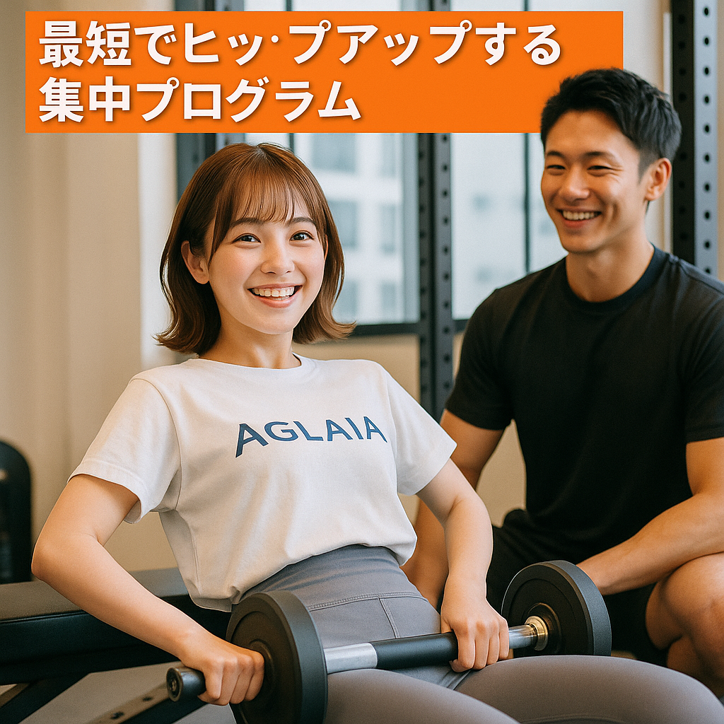 「結婚式までにドレスを美しく着こなしたい」「友人のイベントや旅行で自信を持ってパンツスタイルを履きたい」――そんな目標を持つ20代〜30代前半の女性は多いものです。特に下半身のシルエットは、写真や立ち姿に大きな影響を与えるため、短期間で改善したいと考える方が少なくありません。 女性専用の**表参道 パーソナルジム「AGLAIA personal gym」**では、結婚式や特別なイベントに向けた「最短でヒップアップを叶える集中プログラム」をご用意。単なるダイエットではなく、ヒップラインを引き上げ、美しいシルエットを短期間で実現するためのメソッドを提供しています。 短期間でヒップアップは可能？ 「ヒップアップは時間がかかるのでは？」と思われがちですが、正しいトレーニングと食事管理を組み合わせれば、2〜3ヶ月でも十分に変化を実感できます。ポイントは以下の3つです。 お尻を正しく使うトレーニング → 大臀筋を集中的に鍛えることで、ヒップを上向きに。 姿勢改善と骨盤調整 → 骨盤を整えることでヒップラインが美しく見える。 食事サポートで脂肪燃焼促進 → 栄養バランスを見直し、下半身に余分な脂肪を残さない。 AGLAIAではこれらを徹底することで、結婚式やイベント前でも十分に間に合う集中プログラムを設計しています。 AGLAIAの集中ヒップアップトレーニング例 ヒップスラスト → 大臀筋を直接刺激し、最短でヒップアップ効果を引き出す。 ブルガリアンスクワット → 太ももとお尻の境目を作り、脚長効果を演出。 クラムシェル → 股関節外旋筋を鍛え、骨盤を安定させながら美尻ラインを強化。 デッドリフト → 背面全体を鍛え、姿勢改善とヒップアップを同時に狙う。 ファンクショナルサーキット → 短時間で脂肪燃焼と筋肉刺激を両立させ、効率的に体を引き締める。 集中プログラムでは、これらを個々の体力やスケジュールに合わせて組み合わせ、最短距離で成果を出します。 ベネフィット① ドレス・パンツが映える後ろ姿に 結婚式のウェディングドレスやイベントでのドレスアップは、後ろ姿が特に目立ちます。ヒップが引き上がるだけで、ラインが美しくなり、自信を持って振る舞えるようになります。 ベネフィット② 写真映えするスタイルに イベントでは写真を撮られる機会が多いため、ヒップアップによる姿勢改善は大きな武器になります。自然と立ち姿が整い、「スタイルが良い」と周囲に褒められることも増えます。 ベネフィット③ 短期間で効果を実感 結婚式や旅行など、期限があるからこそ「最短で効果が欲しい」というニーズに応えられるのが集中プログラム。2〜3ヶ月でヒップラインが変わることで、イベント当日を最高の状態で迎えられます。 ベネフィット④ 美容と健康を同時に 単なるヒップアップだけでなく、腰痛やむくみ改善、代謝アップなど健康面のメリットも同時に得られます。イベント後も体型維持がしやすくなり、長期的な美しさにつながります。 表参道本店は満枠につき新規募集停止中 現在、表参道 パーソナルジム AGLAIA本店は満枠のため新規募集を一時停止しています。渋谷・青山・表参道エリアで「結果が出るジム」として高い支持をいただいており、定員に達している状況です。 2025年秋、白金高輪店が新規オープン予定 「表参道には通えない」「今から始めたい」という方に向け、2025年秋に白金高輪 パーソナルジムをオープン予定です。港区や麻布、広尾からもアクセスしやすく、より多くの女性が短期間で美尻を手に入れられるようになります。 まとめ：イベント前でも理想の美尻は手に入る 短期間でもヒップアップは可能 姿勢改善で全身がスリムに見える 結婚式やイベントで自信を持てる後ろ姿へ 健康改善も同時に叶う AGLAIA personal gymは、あなたの大切な日を最高の状態で迎えるためのパートナーです。表参道本店は満枠ですが、白金高輪店のオープンを楽しみにお待ちください。最短で効果を出す集中プログラムで、自信に満ちた美尻を手に入れましょう。