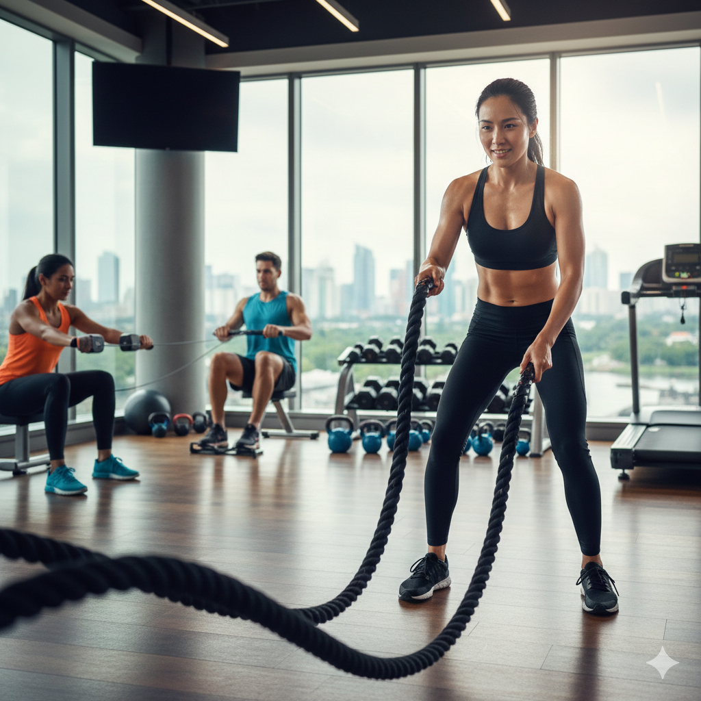 パーソナルジムでダイエットトレーニングをしている女性