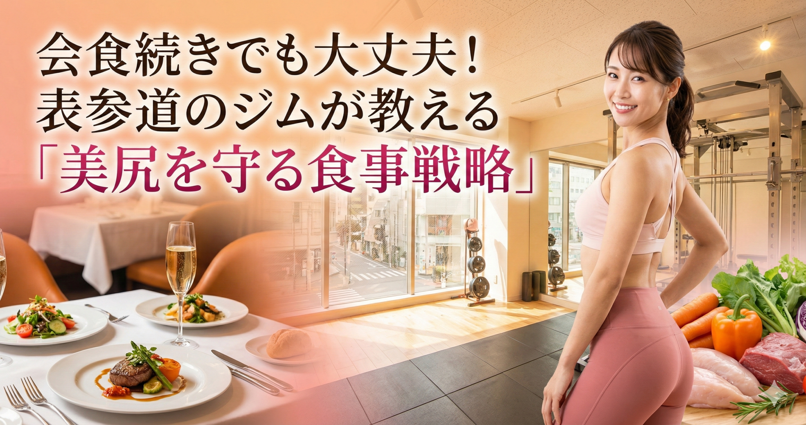 会食続きでも大丈夫！表参道のジムが教える「美尻を守る食事戦略」のタイトル画像