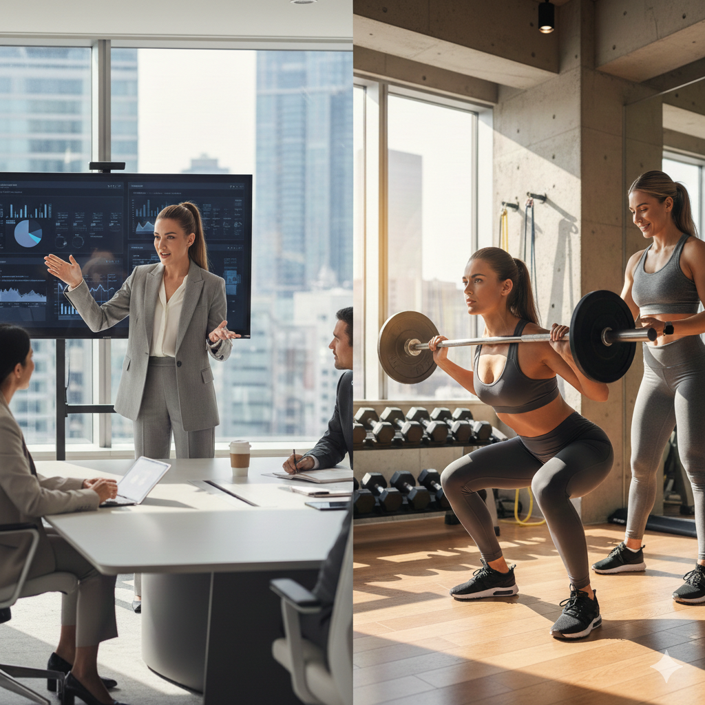 仕事とパーソナルトレーニングを頑張っている女性